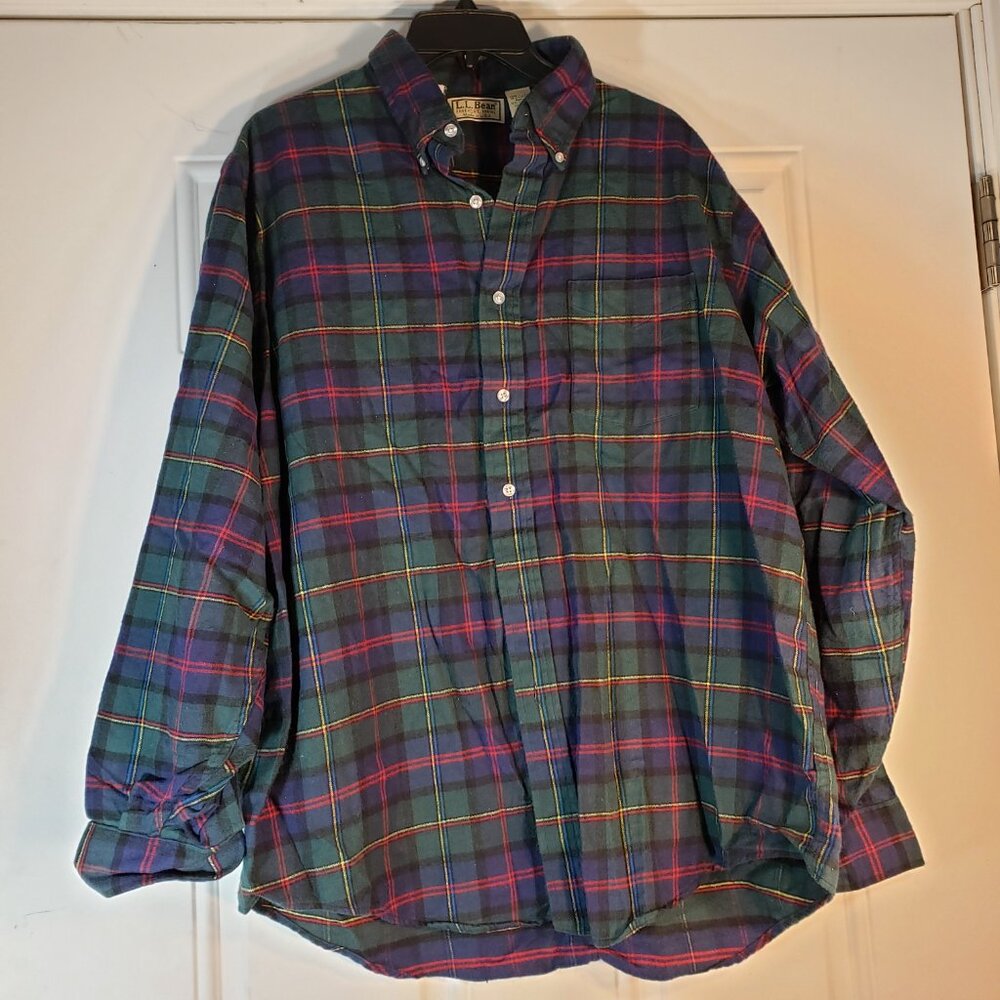 L L BEAN FREEPORT, MAINE MULTICOLOR LONGSLEEVE MEN SHIRT 100% COTTON LARGE
